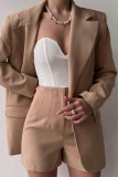 Casual Solid Color Buttons Turn-back Collar Long Sleeve Two Pieces
