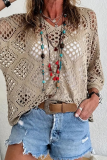 Casual Daily Solid Color Hollow Out V Neck Tops