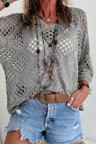 Casual Daily Solid Color Hollow Out V Neck Tops