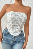 Sexy Flowers Lace Strap Design Contrast Strapless Tops