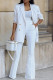 Business Wear Street Solid Color Buttons Turn-back Collar Long Sleeve Two Pieces