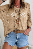 Casual Daily Solid Color Hollow Out V Neck Tops