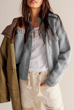 Casual Daily Solid Color Pocket Buttons Mandarin Collar Outerwear