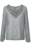 Casual Daily Solid Color Hollow Out Hooded Tops