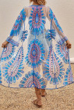 Casual Vacation Flowers Embroidered Lace Up Swimwears Cover Up