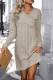 Casual Solid Color Buttons Potholes V Neck Long Sleeve Dresses