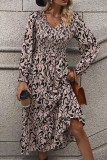 Elegant Geometric Print V Neck A Line Dresses