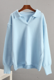 Casual Daily Solid Color Patchwork Knit POLO collar Tops
