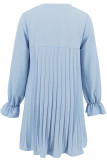 Casual Daily Solid Color Lace Up Pleated O Neck Pleated Dresses