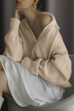 Casual Daily Solid Color Patchwork Knit POLO collar Tops