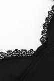 Sexy Party Solid Color Lace Bow Decor V Neck Sling Dresses
