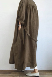 Casual Solid Color Pocket Lace Up Outerwear