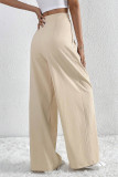Casual Daily Solid Color Pocket Ruched Loose High Waist Wide Leg Solid Color Bottoms