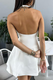 Sexy Street Solid Color Backless Halter A Line Dresses