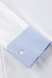 Casual Daily Striped Print Buttons Patchwork Turndown Collar Tops