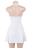Sexy Street Solid Color Backless Halter A Line Dresses