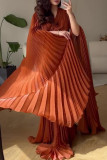Prom Elegant Solid Color Lace Up Pleated O Neck Evening Dresses