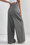 Casual Daily Solid Color Pocket Ruched Loose High Waist Wide Leg Solid Color Bottoms