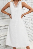 Casual Vacation Solid Color Lace V Neck Sleeveless Dresses