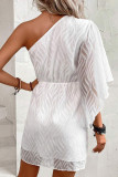 Sexy Vacation Solid Color Patchwork Sloping Shoulder Waist Skirt Dresses