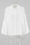 Casual Daily Solid Color Ruffle Peter Pan Collar Tops