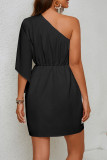 Casual Daily Solid Color Irregular Sloping Shoulder Irregular Dresses