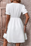 Casual Daily Solid Color V Neck A Line Short Sleeve Dress