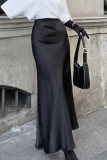 Elegant Solid Color Zipper Regular High Waist Solid Color Bottoms