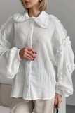 Casual Daily Solid Color Ruffle Peter Pan Collar Tops