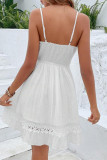 Sexy Vacation Solid Color Lace Hollow Out V Neck Sling Dresses