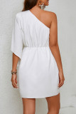 Casual Daily Solid Color Irregular Sloping Shoulder Irregular Dresses
