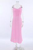 Sexy Solid Color Lace Up Backless V Neck Sling Dresses