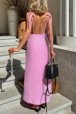 Sexy Solid Color Lace Up Backless V Neck Sling Dresses