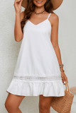 Sexy Vacation Solid Color Patchwork Pleated V Neck Sling Dresses