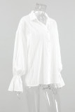 Casual Daily Solid Color Jacquard Texture Turndown Collar Tops