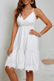 Sexy Elegant Solid Color Backless Strap Design V Neck Sling Dresses