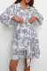 Casual Vacation Floral Print Lace Up Contrast Turndown Collar Long Sleeve Two Pieces