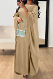 Elegant Solid Color Reflective O Neck Long Dresses