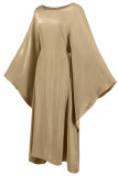 Elegant Solid Color Reflective O Neck Long Dresses