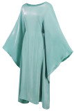 Elegant Solid Color Reflective O Neck Long Dresses