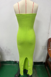 Sexy Solid Color Backless Weave Strapless One Step Skirt Dresses