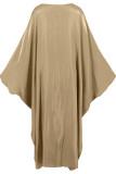 Elegant Solid Color Reflective O Neck Long Dresses