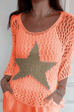 Sexy The stars Hollow Out See-Through U Neck Tops