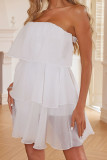 Sexy Solid Color Backless Ruffle Strapless Cake Skirt Dresses