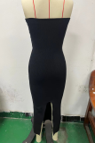 Sexy Solid Color Backless Weave Strapless One Step Skirt Dresses