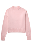 Casual Daily Solid Color Weave O Neck Tops