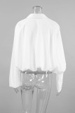Casual Street Solid Color Buttons Irregular Turndown Collar Tops