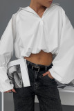 Casual Street Solid Color Buttons Irregular Turndown Collar Tops