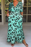 Casual Leopard Print Pocket Slit V Neck Printed Dresses