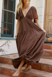 Sexy Solid Color Backless V Neck Irregular Dresses